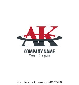 Initial Letter AK With Overlapping Swoosh Circle