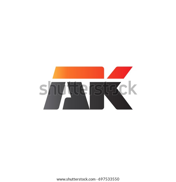 Initial letter AK, straight linked line bold logo,\
gradient fire red black\
colors