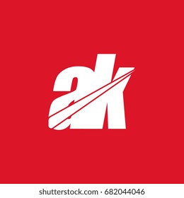 initial letter ak white logo in red background