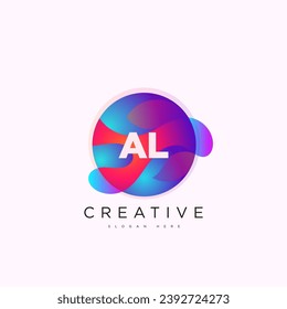 Initial letter AL 3D logo template colorful circle sphere design for business and company identity