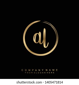 Initial letter AL beautiful handwriting logo vector template