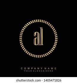 Initial letter AL beautiful handwriting logo vector template