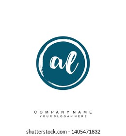 Initial letter AL beautiful handwriting logo vector template