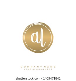 Initial letter AL beautiful handwriting logo vector template