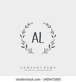 Initial letter AL beautiful handwriting logo vector template