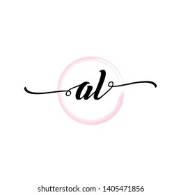 Initial letter AL beautiful handwriting logo vector template