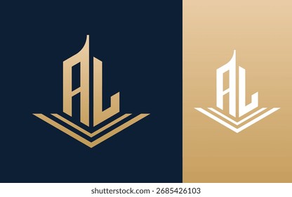 Initial letter AL with building logo design vector illustration