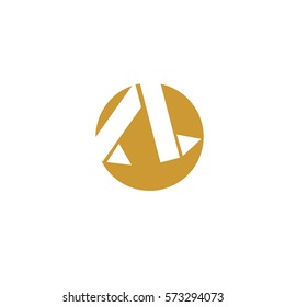 initial letter AL in circle gold color logo vector