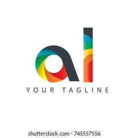 Initial Letter AL Curve Rounded Design Logo