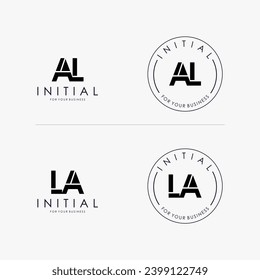Initial letter AL LA logo design Simple isolated on white Background. Usable for Business and Branding Logos.