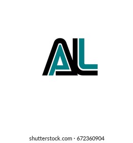 Initial letter al, linked outline rounded lowercase 