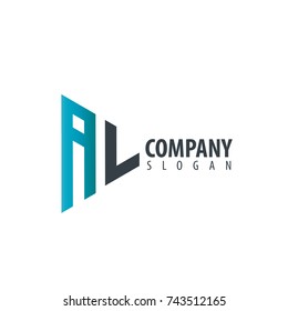 Initial Letter AL Linked Triangle Design Logo