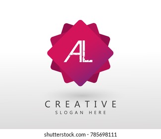 Initial letter AL Logo Design Template With Frame.