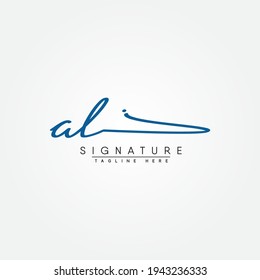 Initial Letter AL Logo - Handwritten Signature Style Logo