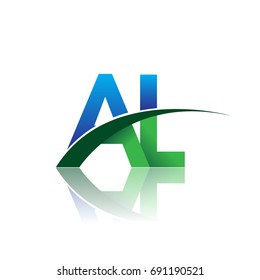initial letter AL logotype company name colored blue and green swoosh design. vector logo for business and company identity.
