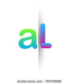 Initial Letter AL Lowercase Logo green, pink and Blue, Modern and Simple Logo Design.


