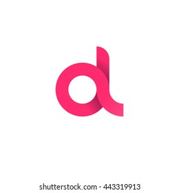 initial letter al modern linked circle round lowercase logo pink