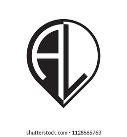 initial letter al pin logo black