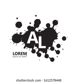 Initial letter al uppercase modern logo design template elements. White letter with black splash isolated on white background. Suitable for business, consulting group company.