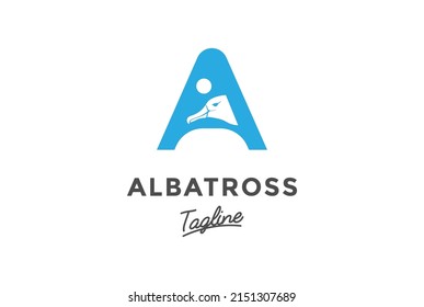 Initial Letter A for Albatross Bird Logo Design Vector