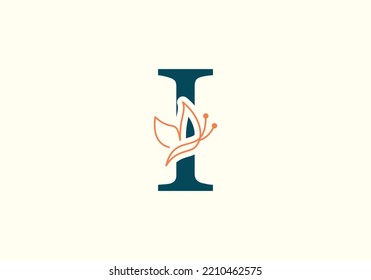 Initial I Letter alphabet with  Butterfly Logo. Initial Butterfly Sign Concept Template.
