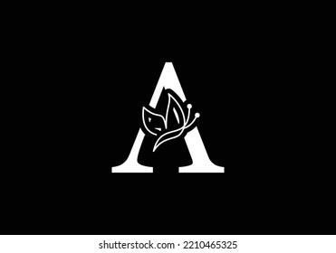 Initial A Letter alphabet with  Butterfly Logo. Black and white Butterfly Sign Concept Template