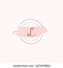 Initial letter alphabet L watercolor logo icon, Feminine signature luxury logo design template Vector