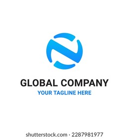 Initial Letter Alphabet N Global Transport Trading Vector Abstract Illustration Logo Icon Design Template Element