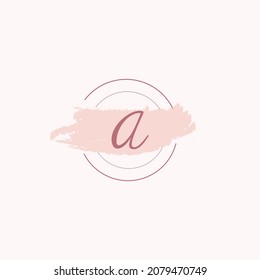 Initial letter alphabet A watercolor logo icon, Feminine signature luxury logo design template Vector