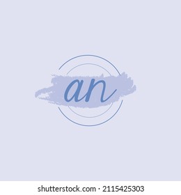 Initial letter alphabet AN watercolor logo icon, Feminine signature luxury logo design template Vector