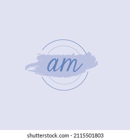 Initial letter alphabet AM watercolor logo icon, Feminine signature luxury logo design template Vector