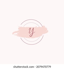 Initial letter alphabet Y watercolor logo icon, Feminine signature luxury logo design template Vector