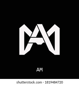 initial letter AM, MA monogram, vector logo template on black background