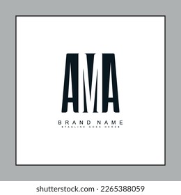 Logo de la carta inicial AMA - Logotipo comercial sencillo para los alfabetos A, M y A