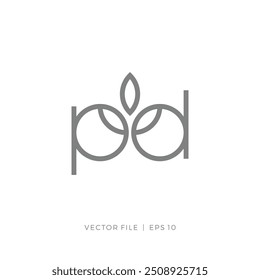 initial letter ambigram PD DP leaf flower logo
