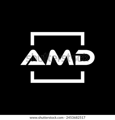 Initial letter AMD logo design. AMD logo design inside square.