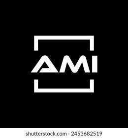 Initial letter AMI logo design. AMI logo design inside square.