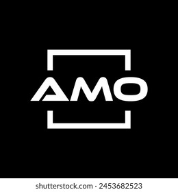 Initial letter AMO logo design. AMO logo design inside square.