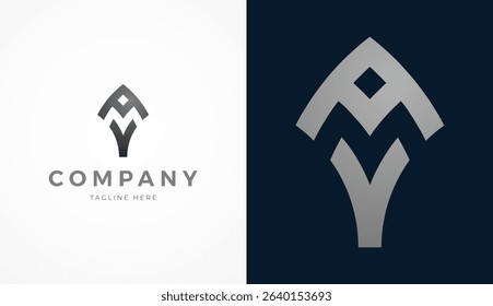 Initial Letter AMV Logo Design, Stylish letter AMV Shield with two color, usable for brand and company logos, vector illustration