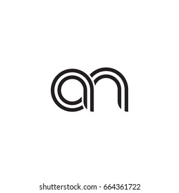 Initial letter an, linked outline rounded lowercase, monogram black