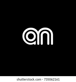 Initial letter an, linked outline rounded lowercase, white color