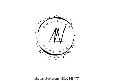 Initial letter an, na, a, n handwritten logo with sparkling circles with decorative bohemian boho frame vector