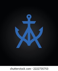 Initial Letter A Anchor Boat Logo marine retro emblems logo with anchor logo vector