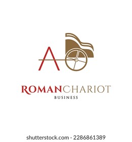 Initial Letter A Ancient Roman Chariot Icon Logo Design Template