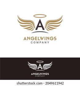 Initial Letter A and Angel Wings logo design inspiration