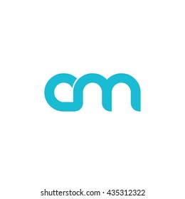 Initial Letter AM ANN Linked Circle Lowercase Logo Blue