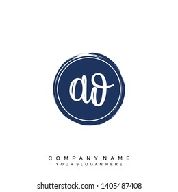 Initial letter AO beautiful handwriting logo vector template