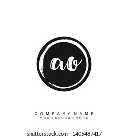 Initial letter AO beautiful handwriting logo vector template