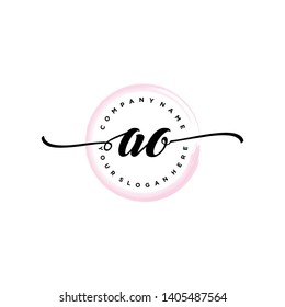 Initial letter AO beautiful handwriting logo vector template