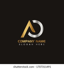 Initial Letter AO capital logo icon design template elements. Modern line logo with gold silver luxury style. Can be used for business, company group, consulting, finance. Vector Illustration.